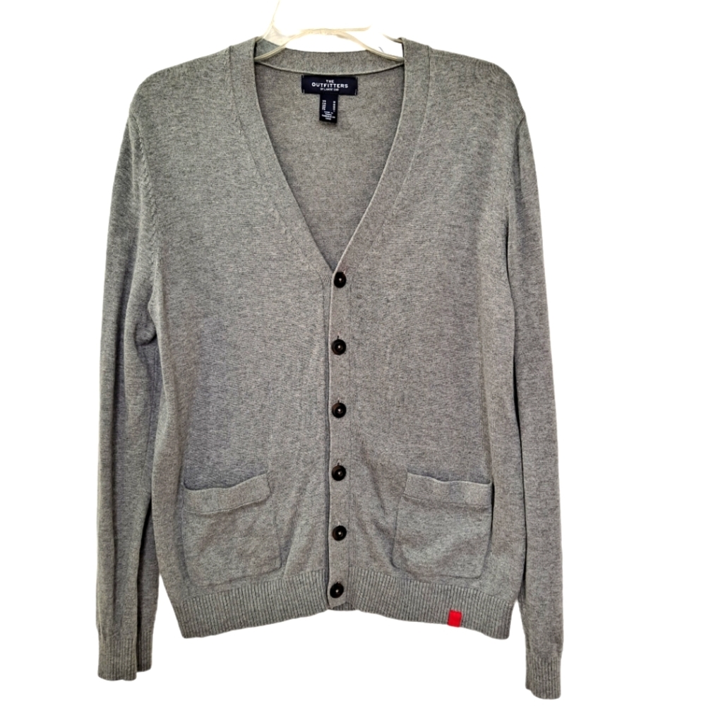 Lands' End The Outfitters Classic Gray Button Front Cardigan Sweater Medium